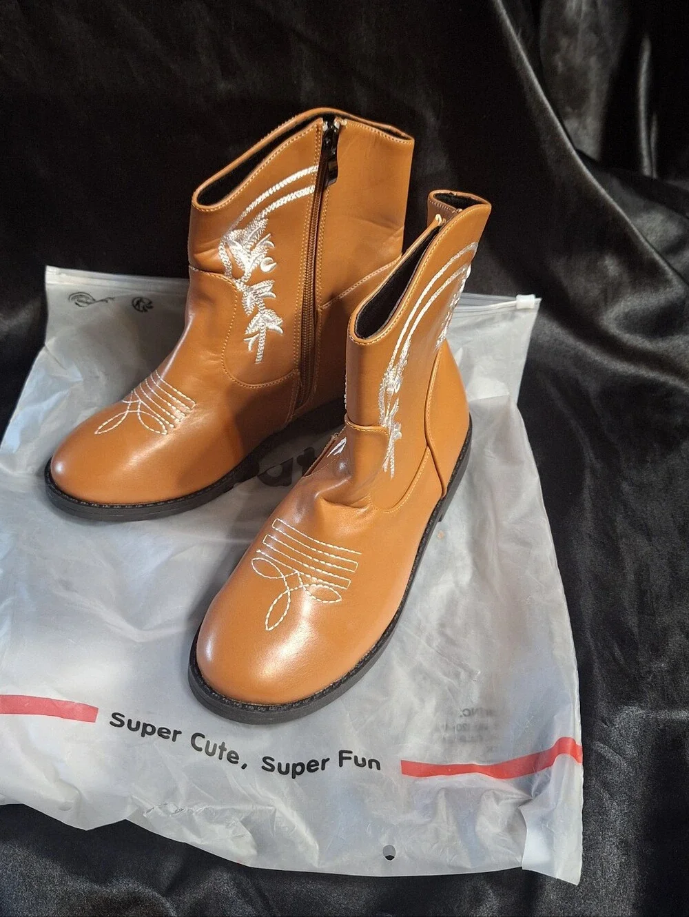 New PatPat Cowboy Boots~Mid-Calf~Brown~Western~Girls~Size 3.5